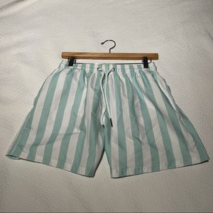 White with green stripes